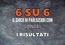 6 su 6 – I risultati della prima giornata 6 su 6 - I risultati della prima giornata